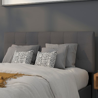 Dark Gray Full Upholstered Tufted Headboard with Metal Frame