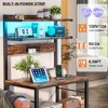 Aheaplus Kitchen Storage Rack with Power Outlet, Coffee Bar Station with LED Lights, Bakers Rack with 6 S-Shaped Hooks - 3 of 4