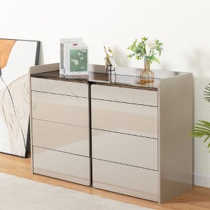 Okak Bluetooth LED Makeup Jewelry Cabinet with APP Control,Tempered Glass Buffet Storage & Kid-Safe Arc Corners,Touch Remote Vanity for Bedroom - 1 of 4