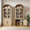 Arched Bookcase with Doors Tall Bookshelf Display Storage Shelves 71.4in Deep Wooden Cabinet Farmhouse Bookcases - 2 of 4