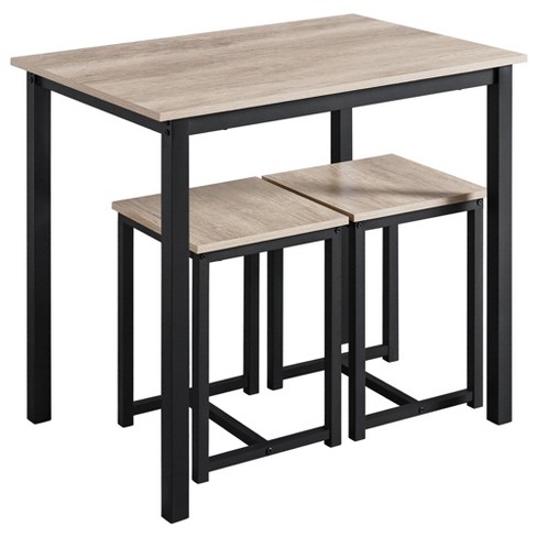 HOMCOM Industrial 3-Piece Dining Table and 2 Chair Set for Small Space in  the Dining Room or Kitchen