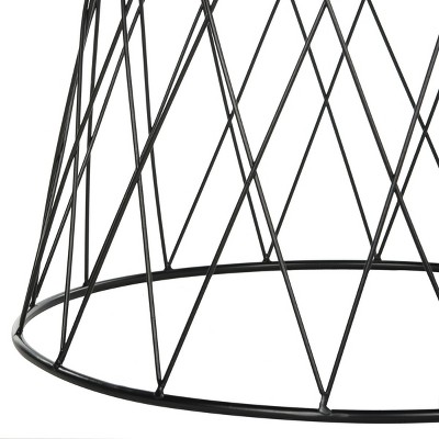 Transitional Ash Black 24" Round Wood & Metal End Table
