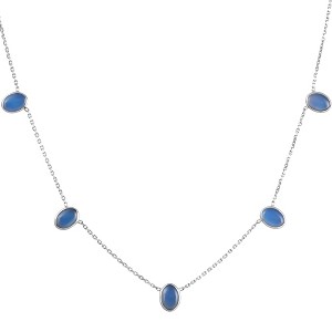Pompeii3 14k White Gold Blue Moonstone Station Necklace By The Yard Design 18" - 1 of 4