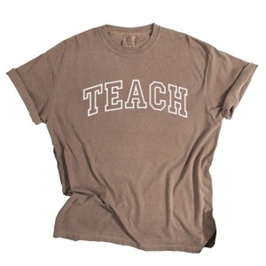 Simply Sage Market Embroidered Teach Garment Dyed Tee - 1 of 4