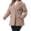 Agnes Orinda Women's Plus Size Double Breasted Lapel Long Sleeve Work Office Pea Coat with Pocket - 2 of 4