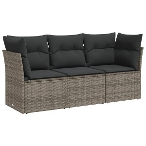 vidaXL 3 Piece Patio Sofa Set with Cushions - Gray Without Table - 1 of 4