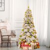 Tangkula 2PCS 6 FT Unlit Artificial Christmas Tree Hinged Tree with 589 Flocked Branch Tips 48 Balls Vintage Cement-Filled Flowerpot & Gloves - 4 of 4