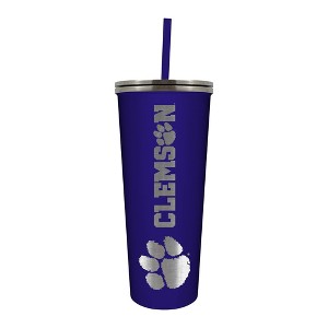 NCAA Clemson Tigers 24oz Skinny Tumbler with Straw - 1 of 4