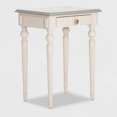 Amos Side Table with Drawer Cream/Gray - ClickDecor