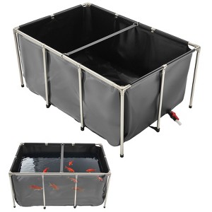 VEVOR Canvas Fish Pond, 270 Gal Above Ground Fish Pond, PVC Koi Tank with Clear Viewing Panel, Rectangular Goldfish Tank with Stainless Steel, Black - 1 of 4