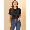 INSPIRE CHIC Women's Peter Pan Collar Keyhole Back Vintage Polka Dots Blouses - 3 of 4