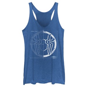 Women's Marvel Spider-Man: No Way Home Spider Icon Blueprint Racerback Tank Top - 1 of 4