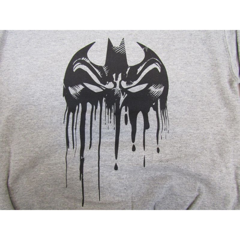 Batman Dripping Mask Logo Boy's Athletic Heather Long Sleeve Shirt, 2 of 3