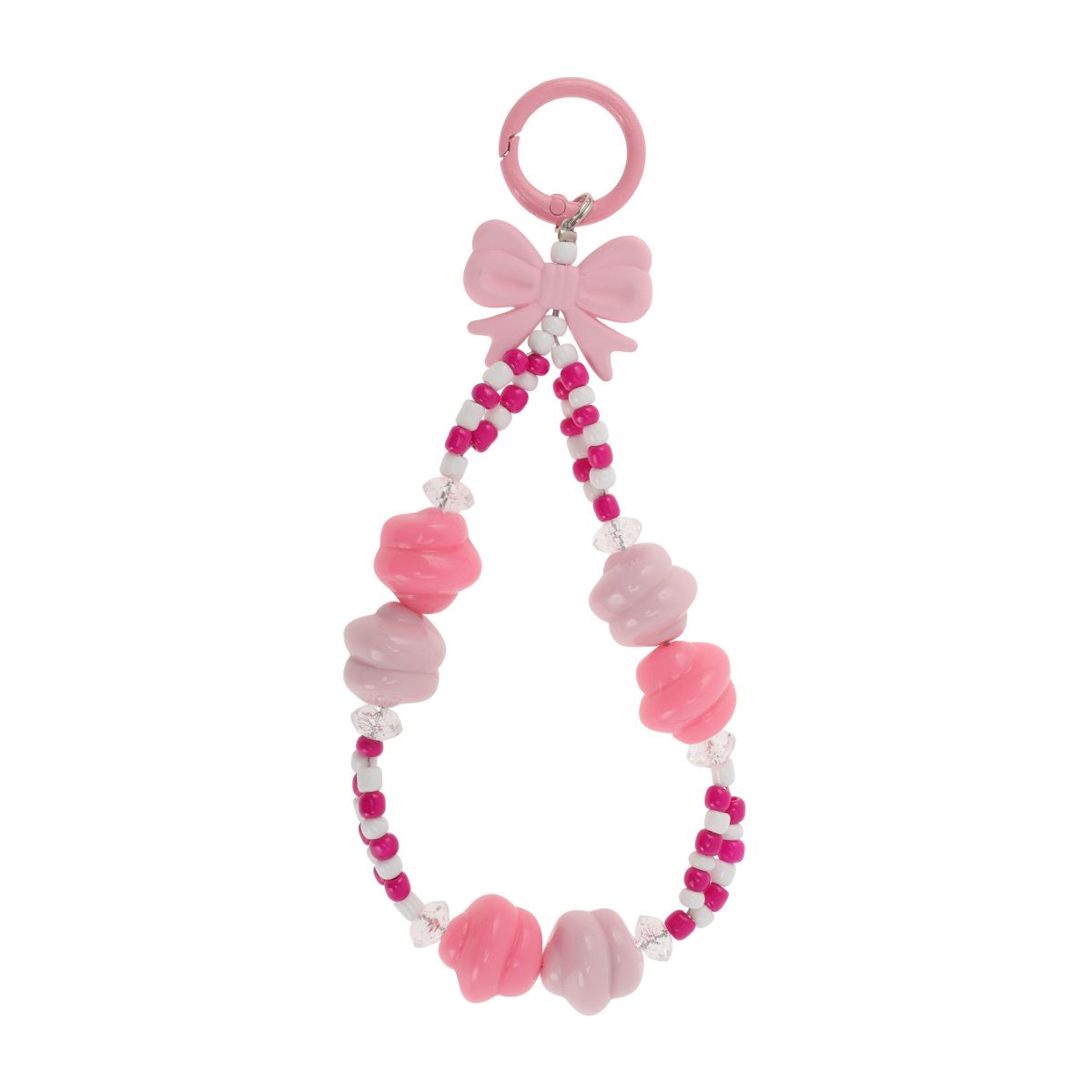 Unique Bargains Bow Phone Charm Pink White 1 Pc