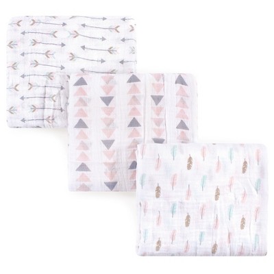 Luvable Friends Baby Girl Muslin Cotton Swaddle Blanket, Girl Arrow, One Size