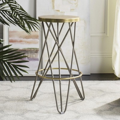 Beige and Gold Hairpin Leg Industrial Bar Stool