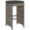 vidaXL Garden Bar Stool Set of 4 Grey PE rattan Standard - 3 of 4