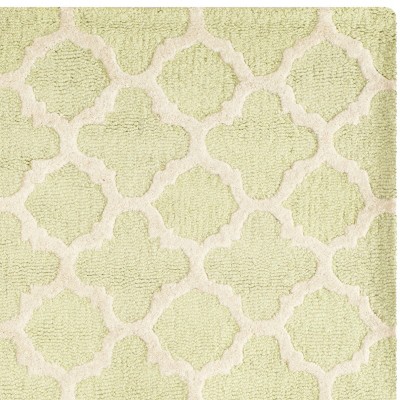 Hand-Tufted Light Green and Ivory Wool Square Area Rug