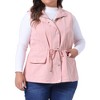 Agnes Orinda Women's Plus Size Utility Cargo Pockets Drawstring Waist Sleeveless Scrub Vests - 2 of 4