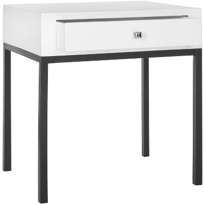 White Rectangular Wood Accent Table with Storage Drawer