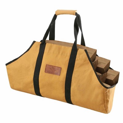WHITE DUCK Tote Shape Canvas Firewood Log Carrier Waxed Heavy-Duty Collapsible Tote with Handles for Wood, Gear, or Tools