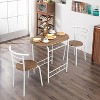VINGLI 3 Piece Dining Set for 2,Kitchen Wooden Table and 2 Chairs for Small Space,Metal Frame,Wine Rack,White&Warm Oak - 3 of 4