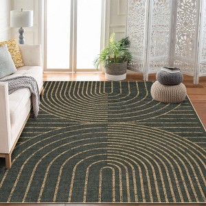Modern Rainbow Easy Jute Area Rugs, Washable Natural Contemporary Indoor Outdoor Carpet for Living Room Bedroom Office Farmhouse Patio Backyard RV - 1 of 3
