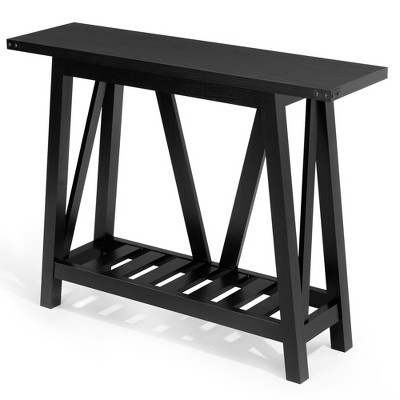 Crestlive Products Farmhouse Console Table for Entryway - Wood Entryway Tables with Shelves, Sofa Table for Entryway, Living Room, Hallway