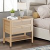 GustoWave Rattan Night Stand Set of 2,with 2 Rattan Drawers,Large Bedside Table Side Table with Open Storage Shelf, Farmhouse Nightstand - 2 of 4