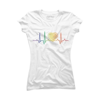 Adult Design By Humans Rainbow Pride Heartbeat Love For All By Avocato T-Shirt