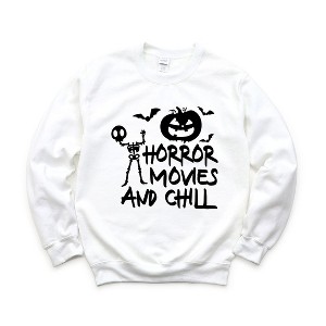 Simply Sage Market Women's Graphic Sweatshirt Horror Movies and Chill - 1 of 4