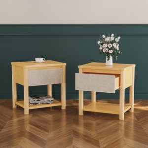 Christopher Knight Home Eliana Modern Farmhouse Wood Nightstand with Drawer and Open Shelf - 1 of 4