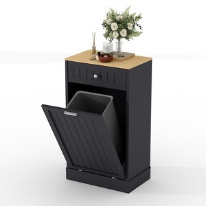 CuisinSmart Tilt Out Trash Cabinet, 10 Gallon Kitchen Waste Bins, 1 Door Wood Free Standing Trash Cabinet, Recycling Cabinet with Hideaway Drawer - 1 of 4