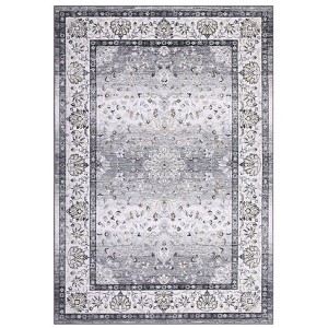 Machine Washable Area Rug Non Slip Rug Vintage Distressed Low Pile Foldable Rugs Ultra-Soft Stain Resistant Carpet for Bedroom Living Room - 1 of 4