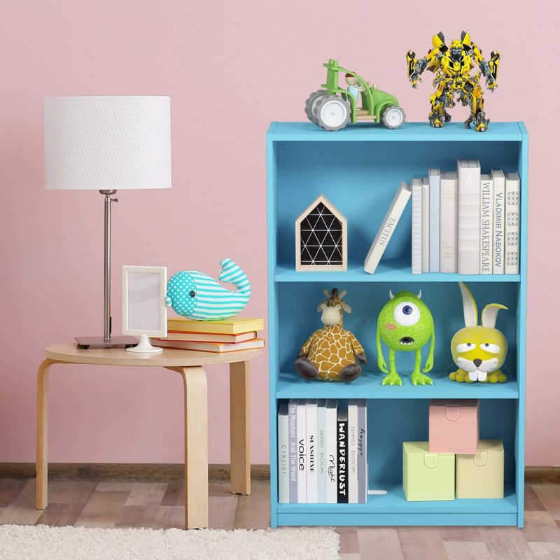 Furinno JAYA Simple Home 3-Tier Adjustable Shelf Bookcase, Light Blue, 1 of 5
