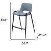 HomeRoots Set of Two 26" Blue And Black Faux Leather And Steel Low Back Counter Height Bar Chairs - 3 of 4