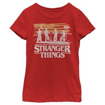 Men's Stranger Things Starry Bike Ride T-shirt - Red - Medium : Target