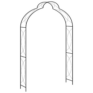 Aghana Digitals Black Powder-Coated Iron Garden Arch with Decorative Inlays - Supports Climbing - 1 of 4