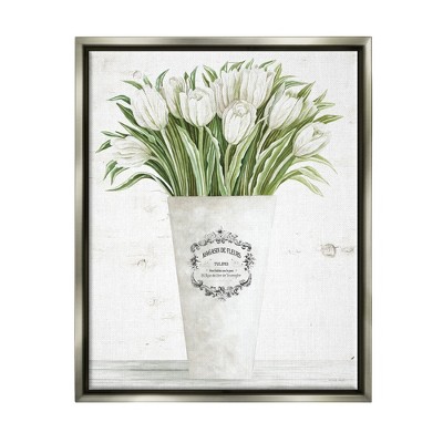Stupell Industries White Tulip Bouquet in Parisian Vase Floral Arrangement