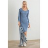 Slickblue Women's Ribbed Long Sleeve Mini Dress, Cotton Blend, Crew Neck, Fitted Style, Blue/Pale Pink, Size S-L - 3 of 4