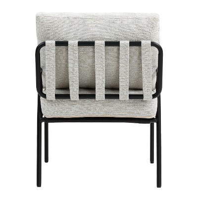 APRILSOUL  Accent Chair - Natural Wood Arms, Black Metal Frame, Comfy Lounge for Bedroom or Living Room (Set of 1)
