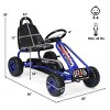 Infans Kids Pedal Go Kart 4 Wheel Ride On Toys w/Adjustable Seat Handbrake Blue - 2 of 4