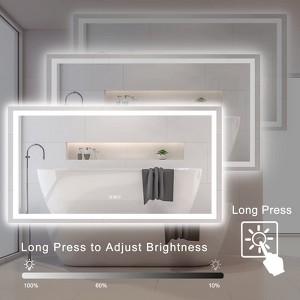 Glass LED Bathroom Mirror 60x32 Inch with Lights, Black Framed Gradient Front LED, Backlit Vanity Mirror, 3 Colors Dimmable, Anti-Fog, Shatter-Proof - 1 of 4