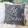 DSVIMOY Support Pillow Let It Snow Embroidered Cotton Throw Pillow for Holiday Decor, Gray, 17"*17"*10" - 2 of 4