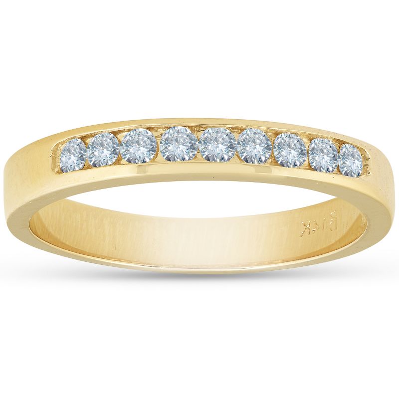 Pompeii3 14k Yellow Gold 1/4ct Diamond Wedding Stackable Womens Ring, 1 of 6