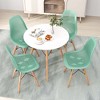 Costway 5 PCS Dining Table Set for 4 Persons Modern Round Table & 4 Chairs with Wood Leg Green/White - image 2 of 4