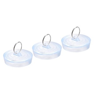 Unique Bargains Rubber Clear Hanging Ring Bathtub Kitchen Drain Stopper 3 Pcs - 1 of 4