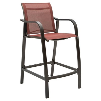 Pellebant Orange Textilene Aluminum Outdoor Counter Height Bar Stools, Set of 2