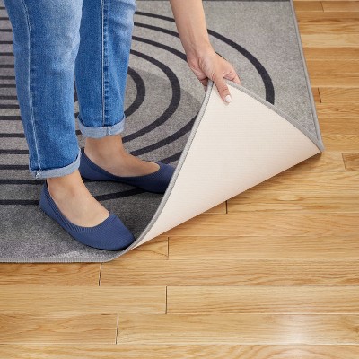 Avani Retro Arch Gray and Blue Washable Area Rug