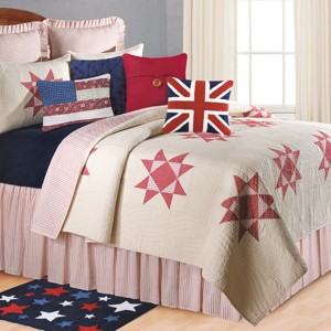 C&F Home 90" x 92" Sage Harbor Red & White Full/Queen 100% Cotton Bedding Quilt Set - 1 of 2